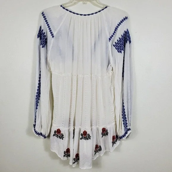 Free People Wild Horses Embroidered Eyelet Ivory Tunic Mini Dress Boho White XS - Picture 2 of 9